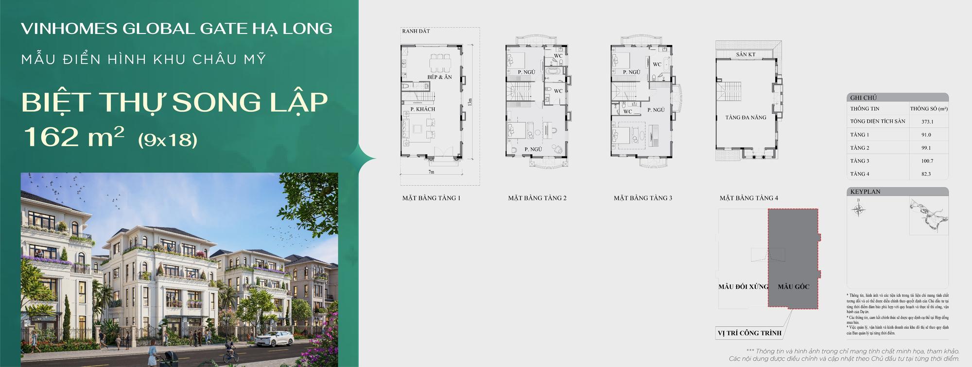 Biệt thự song lập 162m² (9x18) Vinhomes Global Gate